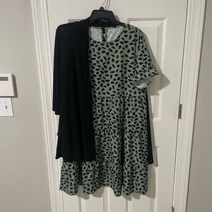 Stylish olive Green and Black Patterned Dress xl
